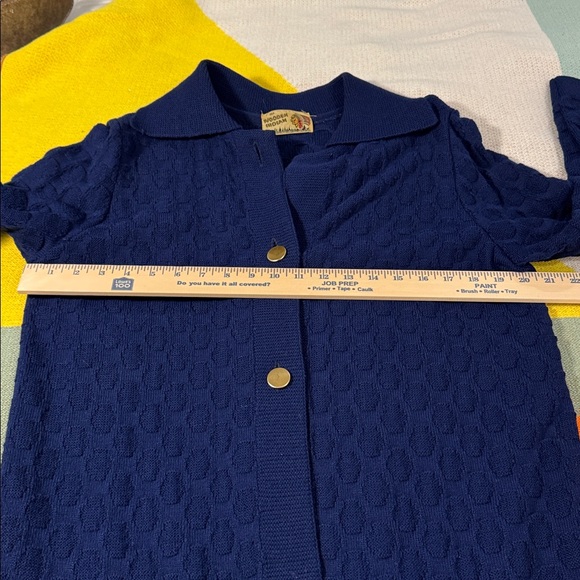 Vintage 1960s The Wooden Indian Navy Sweater Coat Large Union Retro Mod Cardigan - Picture 12 of 16